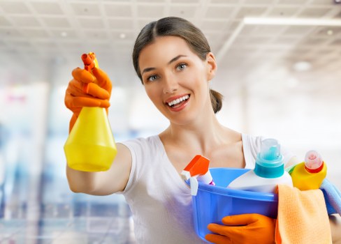 Regular cleaning in a bright and organized home interior