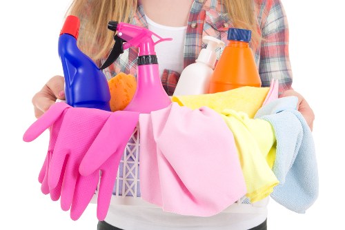 Professional post-construction cleaning of a bright living space
