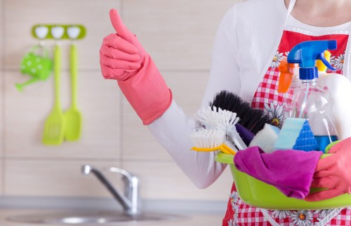 Weekly domestic cleaning routine in a modern home