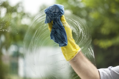 Close-up of streak-free glass during window washing